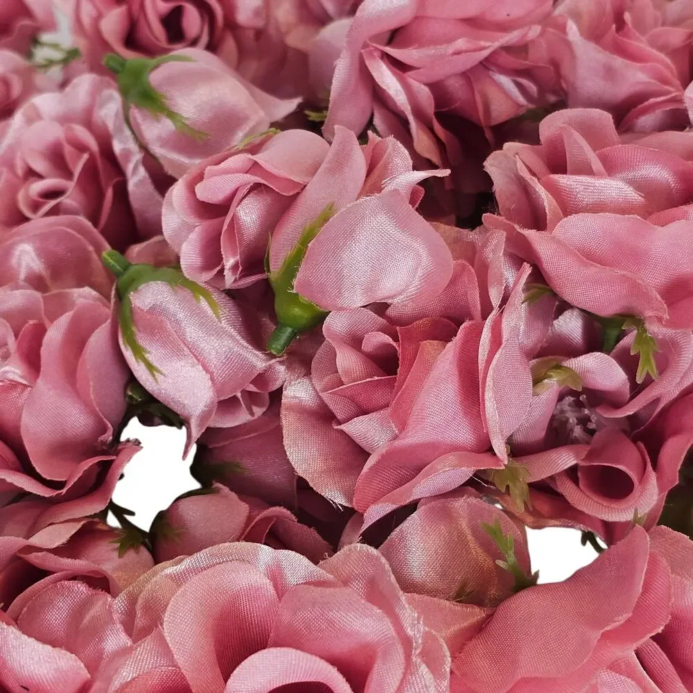 105 Pink Satin Rose Heads Lot Open Roses Buds Stemless Wedding Craft Flower